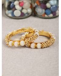 Buy Online Crunchy Fashion Earring Jewelry Gold Plated Meenakari Floral Green Jhumka Earrings With White Pearl RAE0905 Jewellery RAE0905