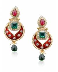 Buy Online Royal Bling Earring Jewelry Cryptic Waves Green-maroon Pendant Set Jewellery RAS0021