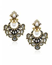 Buy Online Royal Bling Earring Jewelry Green & Magenta Pink Ethnic Kundan Pearl Jhumkas For Jewellery RAE2431