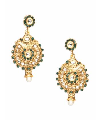 Precise Ornate Green Antique Earrings