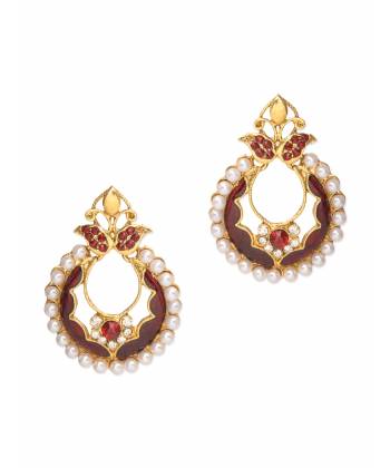 Royal Bling Marsala Pearl Splendid Glorious Earrings for girls