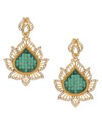 Royal Bling Green Lotus Affair Earrings for Girls