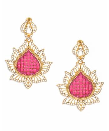 Royal Bling Pink Lotus Affair Earrings for Women