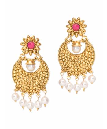 Royal Bling Imprenable Pink Pearl Drop Earrings for Women