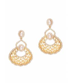 Royal Bling Ravissant Golden Filigri Pearl Earrings for Girls
