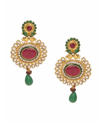 Fanciable Fuscia Green Drop Earrings