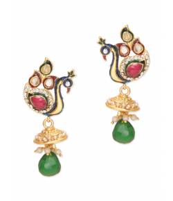 Elegant Red Green Peacock Earrings