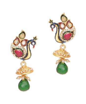 Elegant Red Green Peacock Earrings