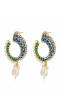 Green Blue Half Moon Traditional Earrings 