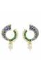 Green Blue Half Moon Traditional Earrings 