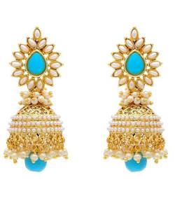 Glorious Pearly Turquoise Glamour Jhumka