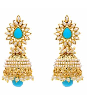 Glorious Pearly Turquoise Glamour Jhumka