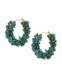 Buy Online Royal Bling Earring Jewelry Dark Green Pearl Hoop Earrings Jewellery RAE0167