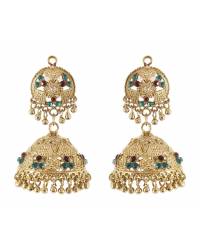 Buy Online Crunchy Fashion Earring Jewelry Gold-Plated Black Color Round Dangler Earrings CFE0778 Jewellery CFE0778