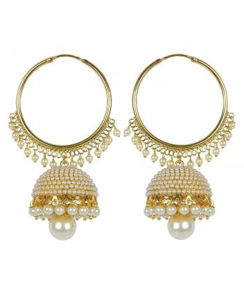 Golden Pearl Minakari Jhumki