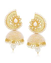 Buy Online Crunchy Fashion Earring Jewelry Peach & Gold-Toned Teardrop Shaped Drop Earrings Jewellery CFE0860