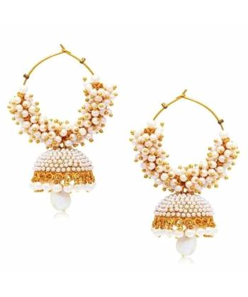 Splash of Rich Pearl Hoop Jhumka Earrings