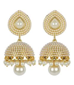 Traditional White Pearl Jhumki Earrings RAE0190