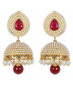 Marsala Pearl Jhumka Earrings