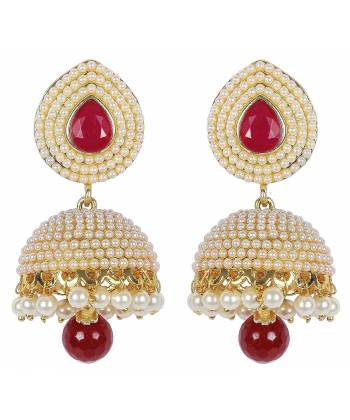 Marsala Pearl Jhumka Earrings