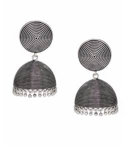 Oxidized Silver Dome Jhumka Earrings
