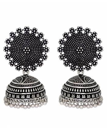 "The Tribal Muse" Collection Oxidized Silver Jhumka Earrings