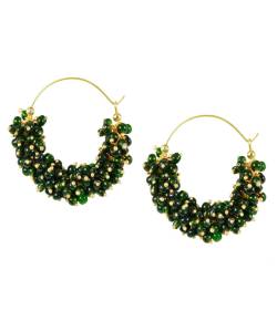 Green Pearl Hoop Earrings