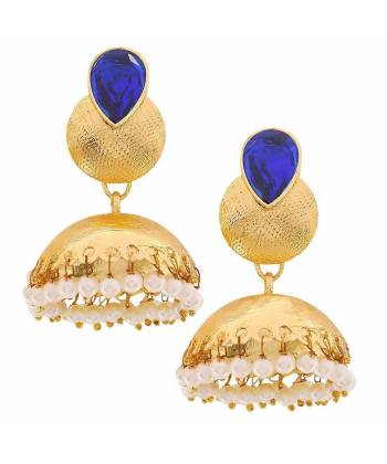 Royal Bling Traditional  Blue Stone Jhumka Earrings