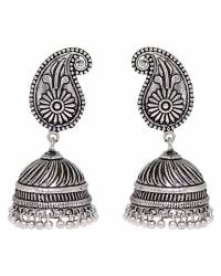 Buy Online Crunchy Fashion Earring Jewelry "The Tribal Muse" Collection Boho Style Carved Flower Oxidised Silver Earrings Jewellery CFE0650