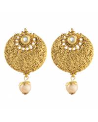 Buy Online Crunchy Fashion Earring Jewelry Red  & Gold-Toned Stone-Studded Jewellery CFE1255