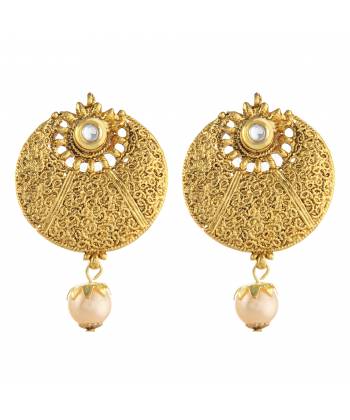 Royal Bling Gold Plated Pearls Drop Earrings