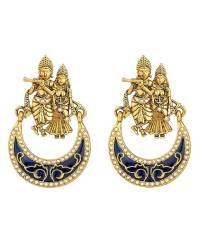 Buy Online Royal Bling Earring Jewelry Pool Of Glowing Pearls Red-Green Traditional Jhumki Jewellery RBE0061