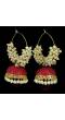 Red Pearl Beaded Jhumki Earrings For Women