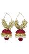 Red Pearl Beaded Jhumki Earrings For Women
