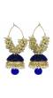Blue Pearl Beaded Jhumki Earrings For Women