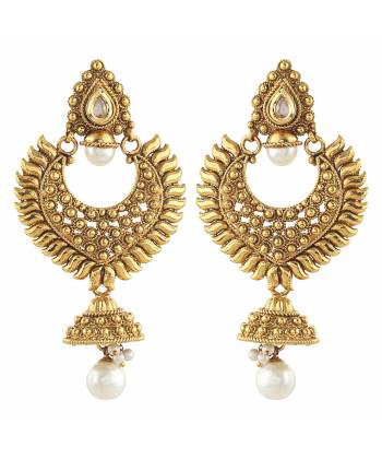 Gold-Plated Ethnic Dangler Jhumki Style Earrings  RAE0244