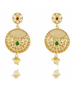Party Wear Traditional Gold Plated Long Earrings