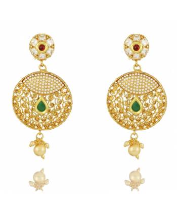 Party Wear Traditional Gold Plated Long Earrings