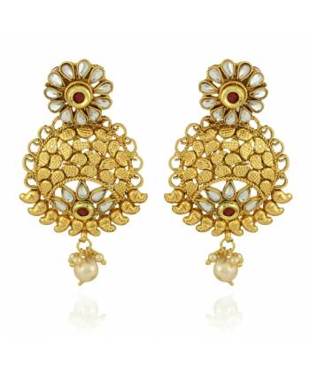 Party Wear Traditional Gold Plated Earrings 