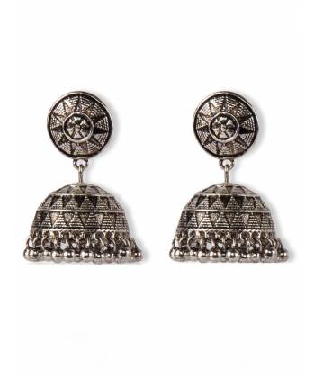 Oxidized Silver Victorian Jhumka Earrings