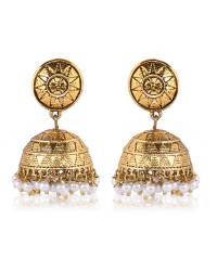 Buy Online Crunchy Fashion Earring Jewelry Ethnic Gold-Plated Floral Green Round shape Ring CFR0507 Jewellery CFR0507