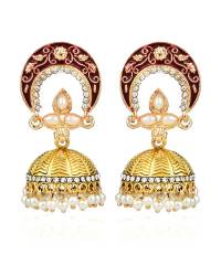 Buy Online Crunchy Fashion Earring Jewelry AD Studded Golden Bangle Set Jewellery RAB0007