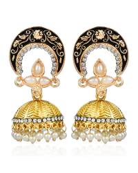 Buy Online Crunchy Fashion Earring Jewelry Crunchy Fashion Gold-Plated Kundan Peach Floral  Earring Set RAE2125 Jhumki RAE2125