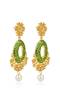 Gold Plated Green Dangle Earrings 