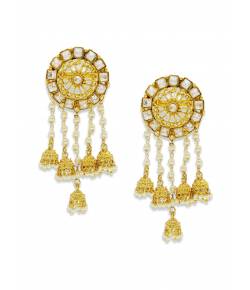 Golden White Gold-Plated Jhumki Earrings