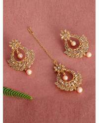 Buy Online Crunchy Fashion Earring Jewelry SwaDev Gold Tone Peach Studded Pearl Dangler Earrings SDJJE0010 Earrings SDJJE0010