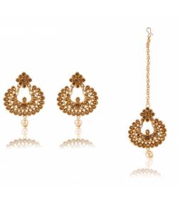 Gold-Plated Stone-Studded Jewelry Set