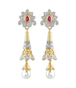 Crunchy Fashion Gold-plated Drop & Dangler Floral Earring 