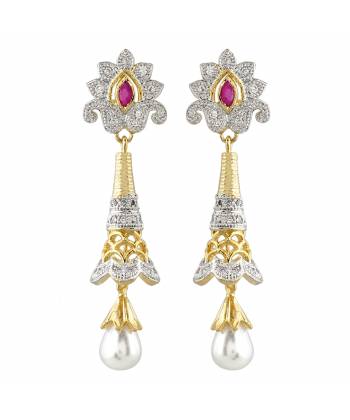 Crunchy Fashion Gold-plated Drop & Dangler Floral Earring 