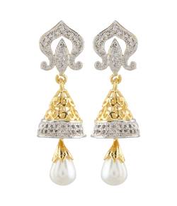 Crunchy Fashion Gold Plated Crown Style Dangler Earring 